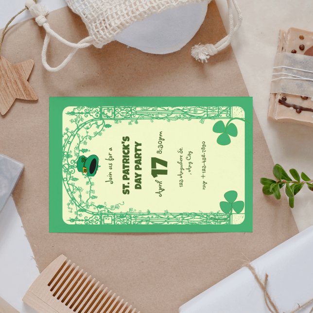Elegant Shamrock-dekorationsram St. Patricks Day Inbjudningar (Elegant Shamrock Decoration Frame St. Patrick's Day Invitation
)