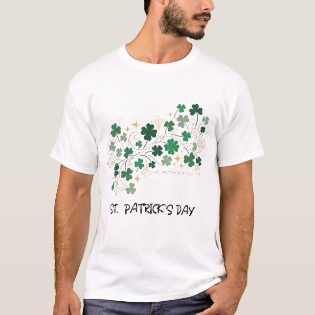 Elegant Shamrock Floral St. Patrick’s Day Design T Shirt (Framsida)