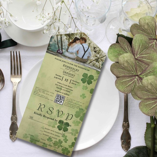 Elegant Shamrock Klöver Irish Celtic Photo QR Code (Skapare uppladdad)