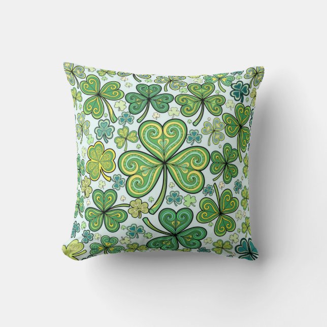 Elegant Shamrock-klöver Mönster Kast Kudd Kudde (Framsida)