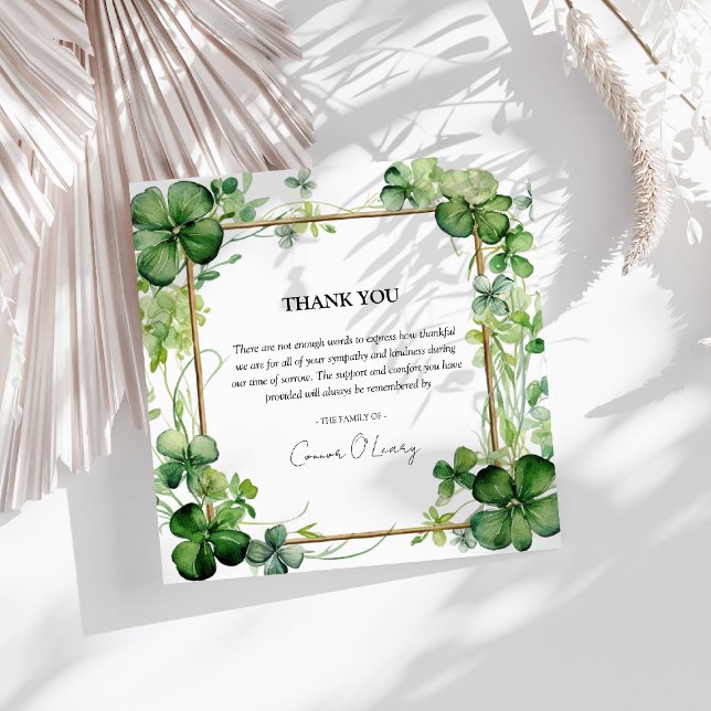 Elegant Shamrock Klöver Sympathy Tack Kort (Skapare uppladdad)