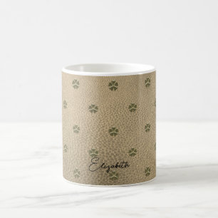 Elegant Shamrock Patrick's Day, Läder Kaffemugg