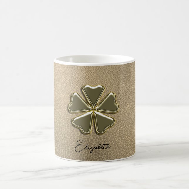 Elegant Shamrock Patrick's Day Leather Kaffemugg (Center)
