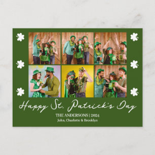 Elegant Shamrock St. Patrick's Day familjefoto Helg Vykort