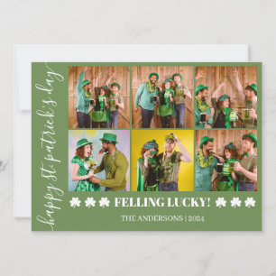 Elegant Shamrock St. Patrick's Day Familjefoto Julkort