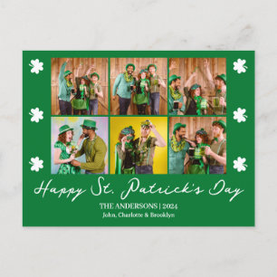 Elegant Shamrock St. Patrick's Day Family-foto Helg Vykort