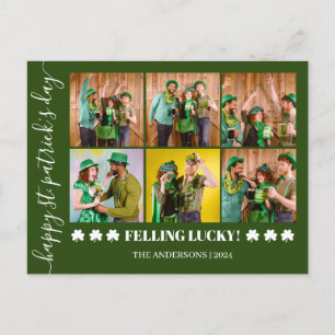 Elegant Shamrock St. Patrick's Day Family-foto Helg Vykort