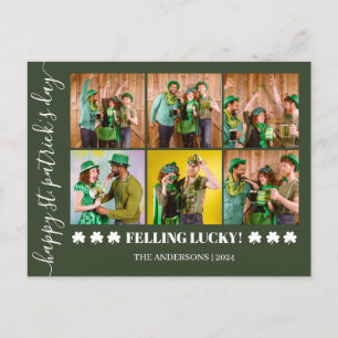 Elegant Shamrock St. Patrick's Day Family-foto Helg Vykort