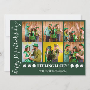 Elegant Shamrock St. Patrick's Day Family-foto Julkort