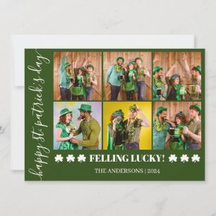 Elegant Shamrock St. Patrick's Day Family-foto Julkort