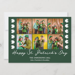 Elegant Shamrock St. Patrick's Day Family-foto Julkort