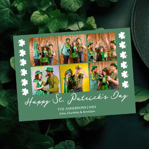 Elegant Shamrock St. Patrick's Day Family-foto Julkort