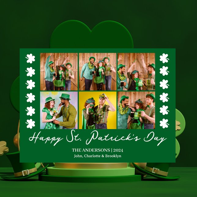 Elegant Shamrock St. Patrick's Day Family-foto Julkort (Skapare uppladdad)