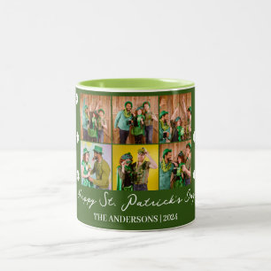 Elegant Shamrock St. Patrick's Day Family-foto Två-Tonad Mugg