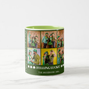 Elegant Shamrock St. Patrick's Day Family-foto Två-Tonad Mugg