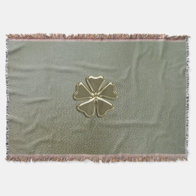 Elegant Shamrock St.Patrick's Day, grön läder Mysfilt (Framsidan)