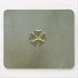 Elegant Shamrock St.Patrick's Day, Grönt Läder Musmatta
