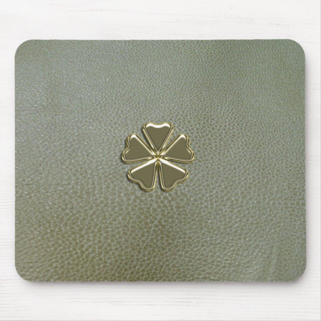 Elegant Shamrock St.Patrick's Day, Grönt Läder Musmatta (Framsidan)