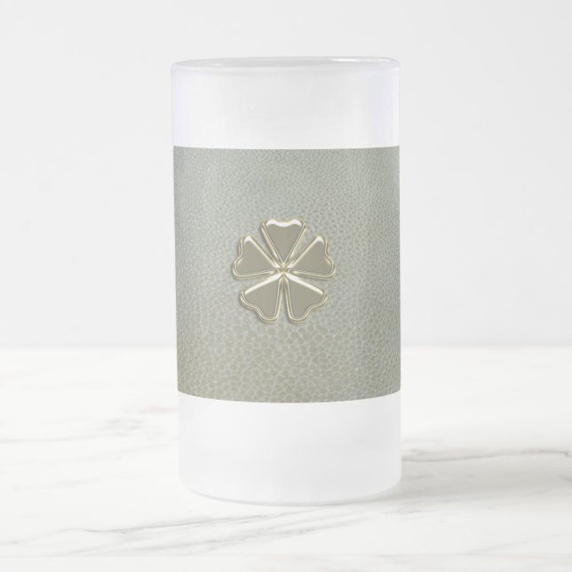 Elegant Shamrock St.Patrick's Day,Grönt Leather Frostat Ölglas (Center)