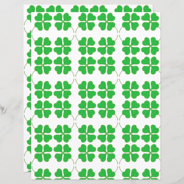 Elegant Shamrocks trimmade i guld Skrapbook Papper (Fram/baksida)