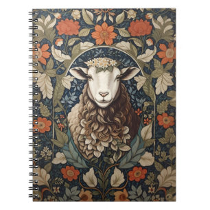 Elegant Sheep William Morris Blommigt Anteckningsbok