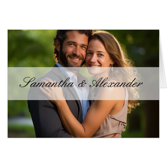 Elegant Sheet Overlay Photo Bröllop Hälsningskort (Framsidan Horizontal)