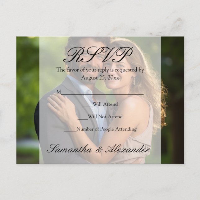 Elegant Sheet Overlay Photo Bröllop Inbjudan Vykort (Framsida)