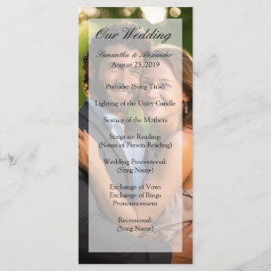 Elegant Sheet Overlay Photo Bröllop Program