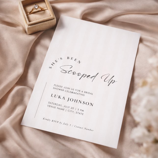 Elegant She's Been Scooped Up Stripe Bridal Shower Inbjudningar (Skapare uppladdad)
