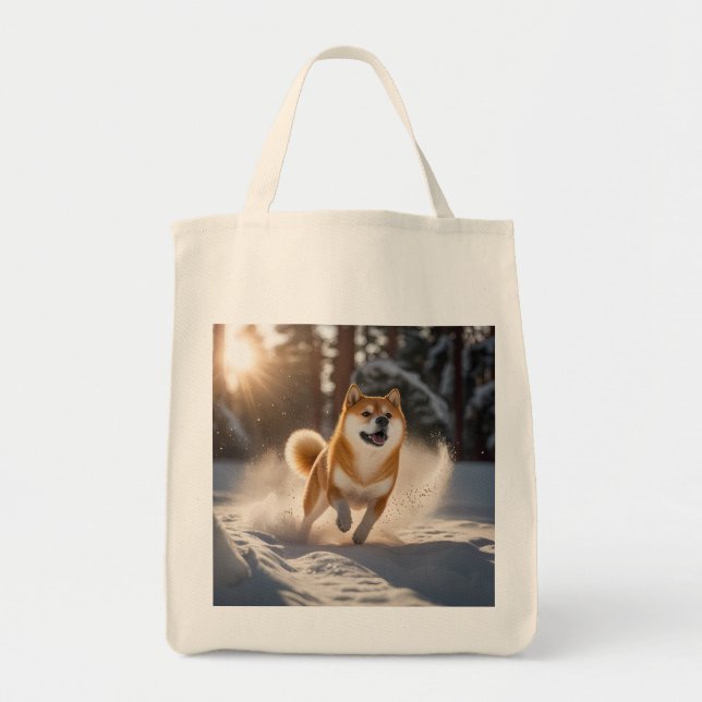 Elegant Shiba Inu Livsmedel Tote Bag Tygkasse (Framsidan)