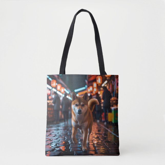 Elegant Shiba Inu Tote Bag Tygkasse (Framsida)