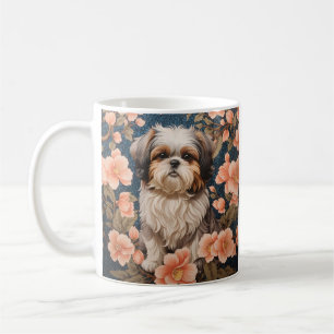 Elegant Shih Tzu Hund William Morris Inspired Kaffemugg