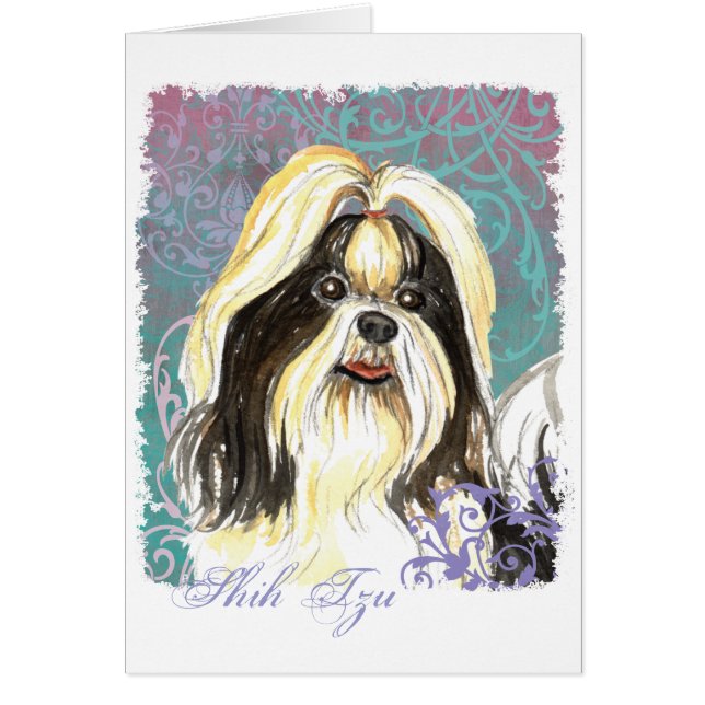 Elegant Shih Tzu-kort Hälsningskort (Framsidan)