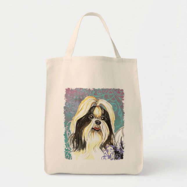 Elegant Shih Tzu Tote Bag Tygkasse (Framsidan)