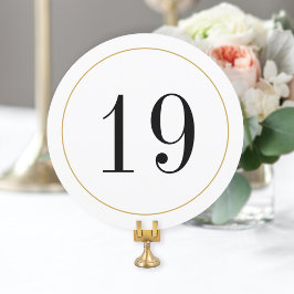 Elegant Shimmer Guld Circle Bordsnummer Card