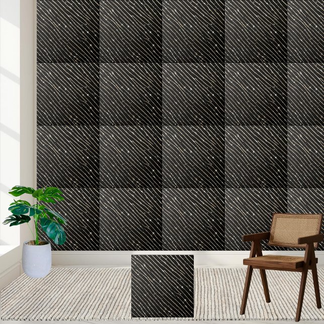 Elegant Shimming Glitter Black White Rand Kakelplatta (Elegant Shimmering Glitter Black White Stripe Ceramic Tile)
