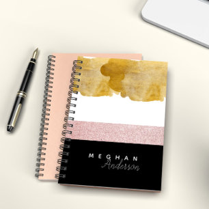 Elegant Shine Guld and Rosa Personlig Notebook Anteckningsbok