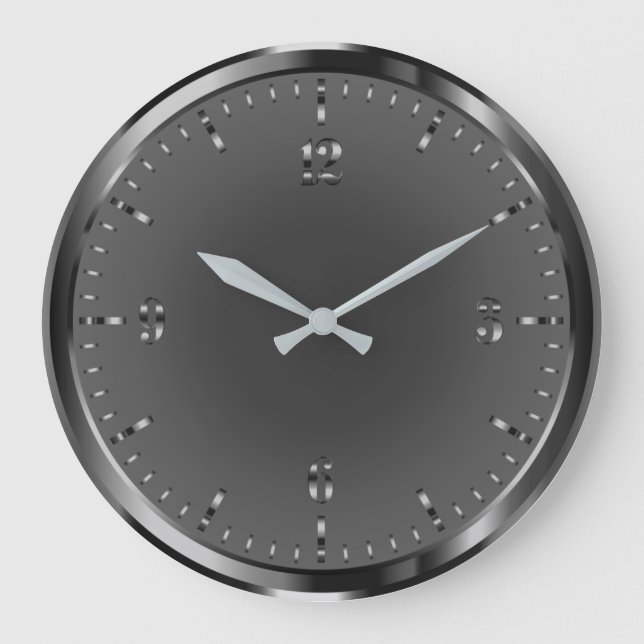 Elegant Shiny Black Acrylic Wall Clock Stor Klocka (Framsida)