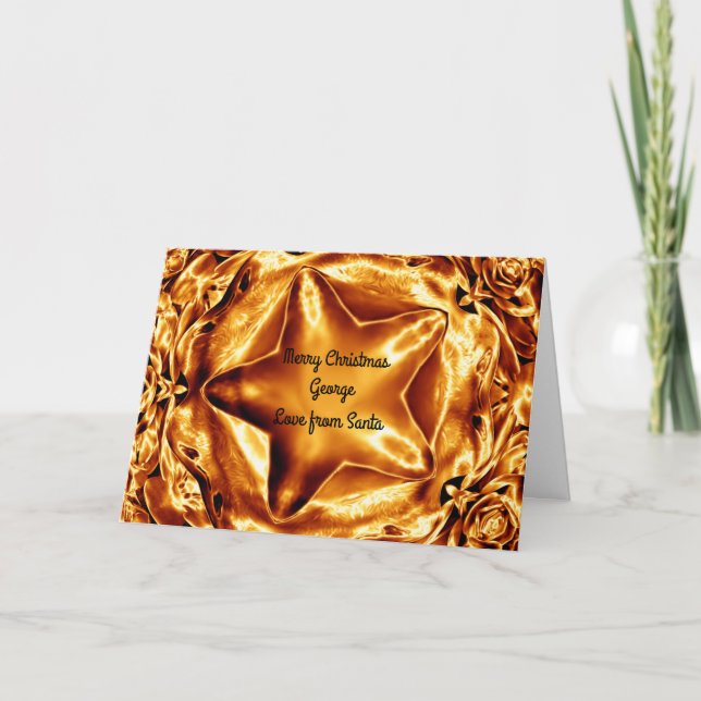 Elegant Shiny Chic Golden Copper Star Helgkort (Framsida)