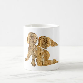 Elegant Shiny Golden Angel Himmelsk White Kaffemugg