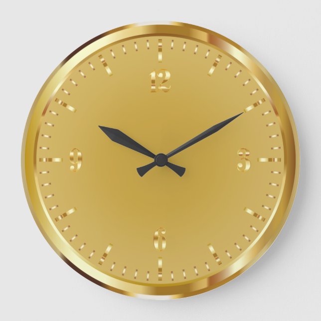 Elegant Shiny Guld Acrylic Wall Clock Stor Klocka (Framsida)