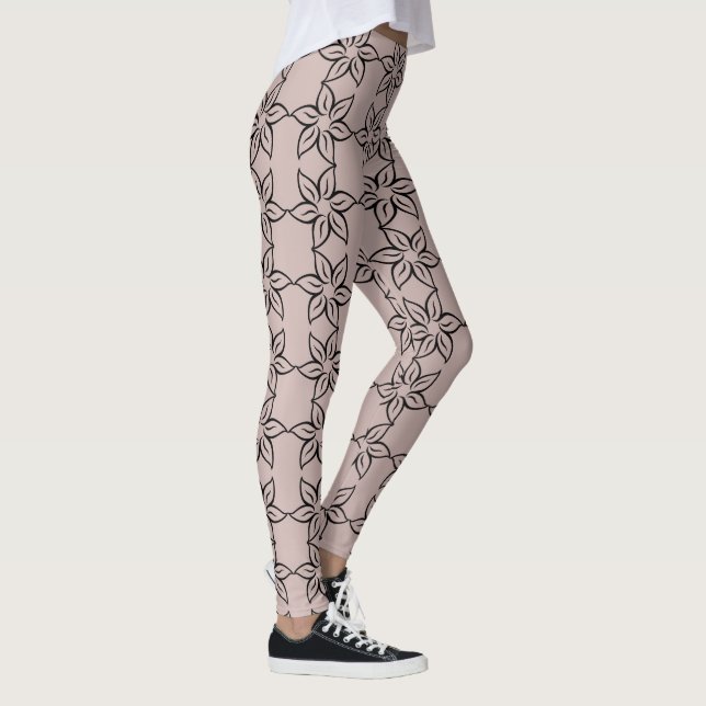 Elegant Shiny Lila Modern Flowery Leggings (Höger)