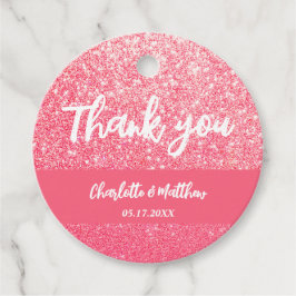 Elegant Shiny Magenta Glitter bröllopsfavoritMärkr Gåvor Etiketter