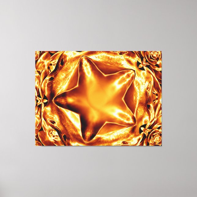 Elegant Shiny Metallic look Sepia Star Canvas (Framsida)