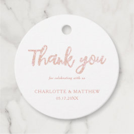 Elegant Shiny Ro Glitter Guld-bröllopsförmån Märkr Gåvor Etiketter