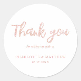 Elegant Shiny Ro Guld Glitter Bröllop Runt Klistermärke