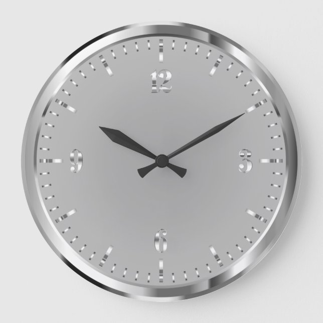Elegant Shiny Silver Acrylic Wall Clock Stor Klocka (Framsida)