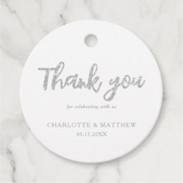 Elegant Shiny Silver Glitter bröllopsförmån Märkre Gåvor Etiketter