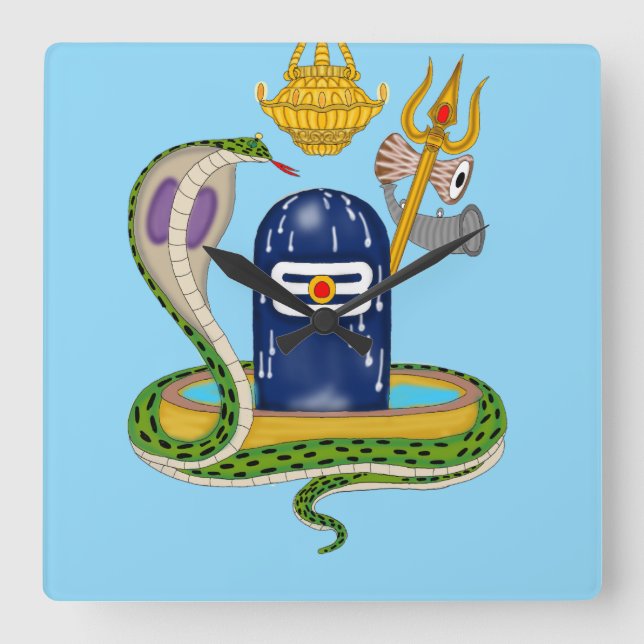 Elegant Shivlingam Clock – Divine Timepiece for Sp Fyrkantig Klocka (Framsida)