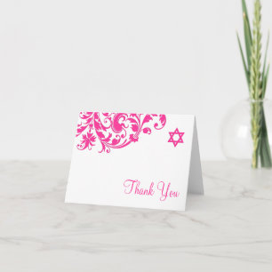 Elegant Shock rosa blommande Bat mitzvah Tack Kort